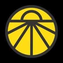 icon of yellow sunrise on black background