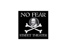 No Fear Street Theater with image of Shakespeare and cross bones
