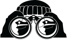 person holding binoculars with cops in their sites
