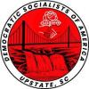image of bridge over waterfall with the text Democratic Socialists of America, Upstate, SC