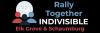 text: Rally Together Indivisible Elk Grove and Schaumburg on black background